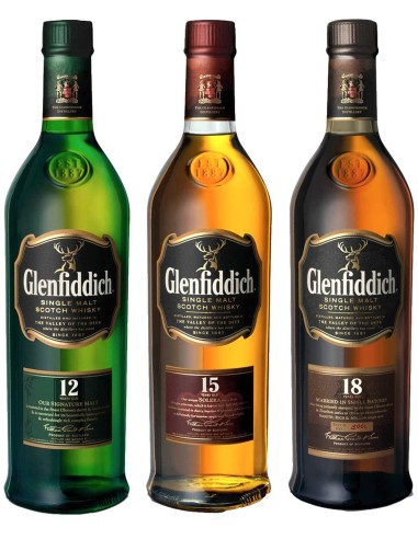 Single Malt Scotch Whisky Glenfiddich Tasting Collection 3 x 5 cl. - (12 ans 15 ans 18 ans)
